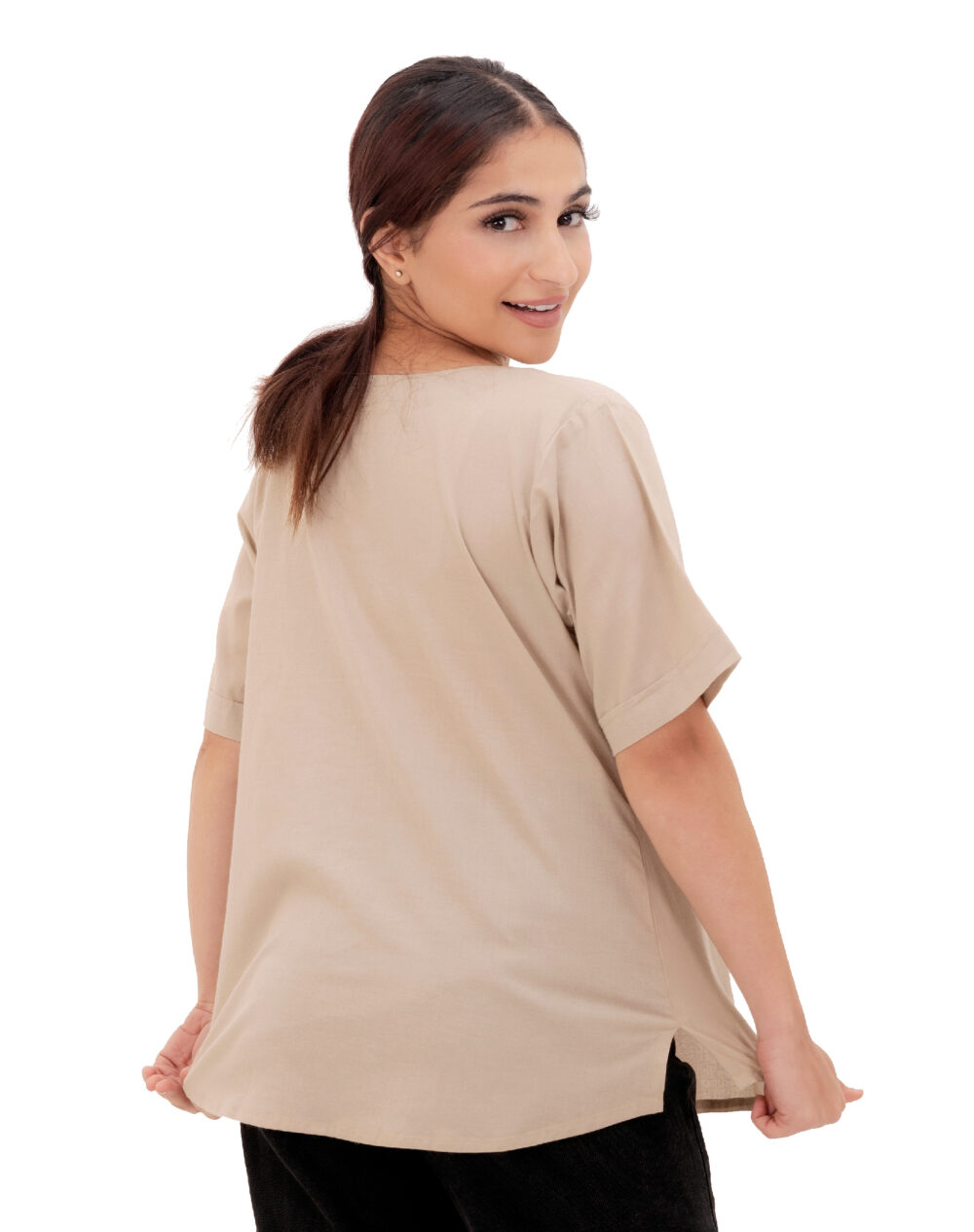 Herbal Dyed Organic Kasam putty round neck half sleeves top - Image 4