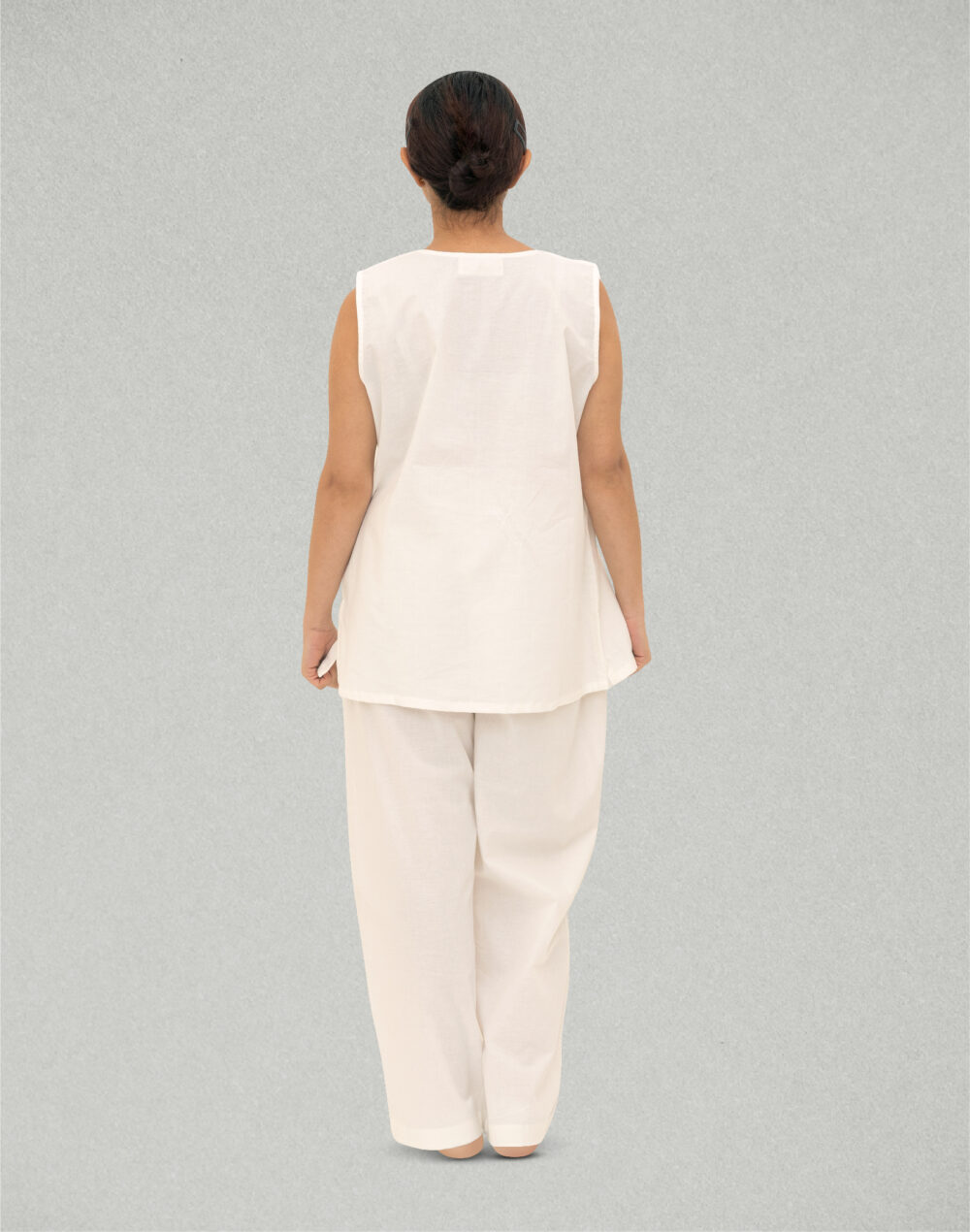 Herbal Dyed Organic  Sun white sleeveless top and pyjamas - Image 4