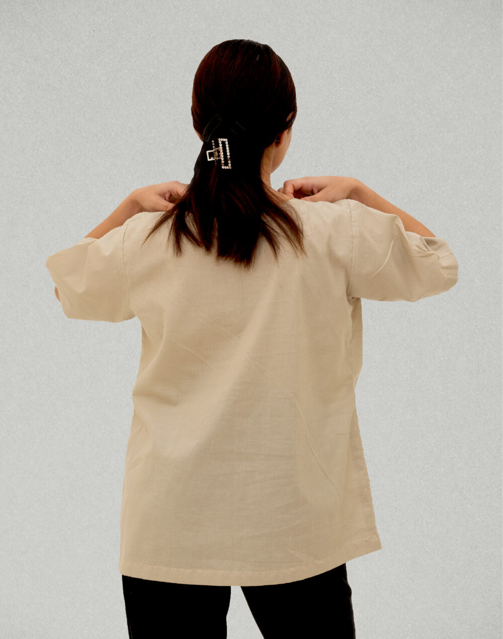 Herbal Dyed Organic Kasam putty round neck half sleeves top - Image 5