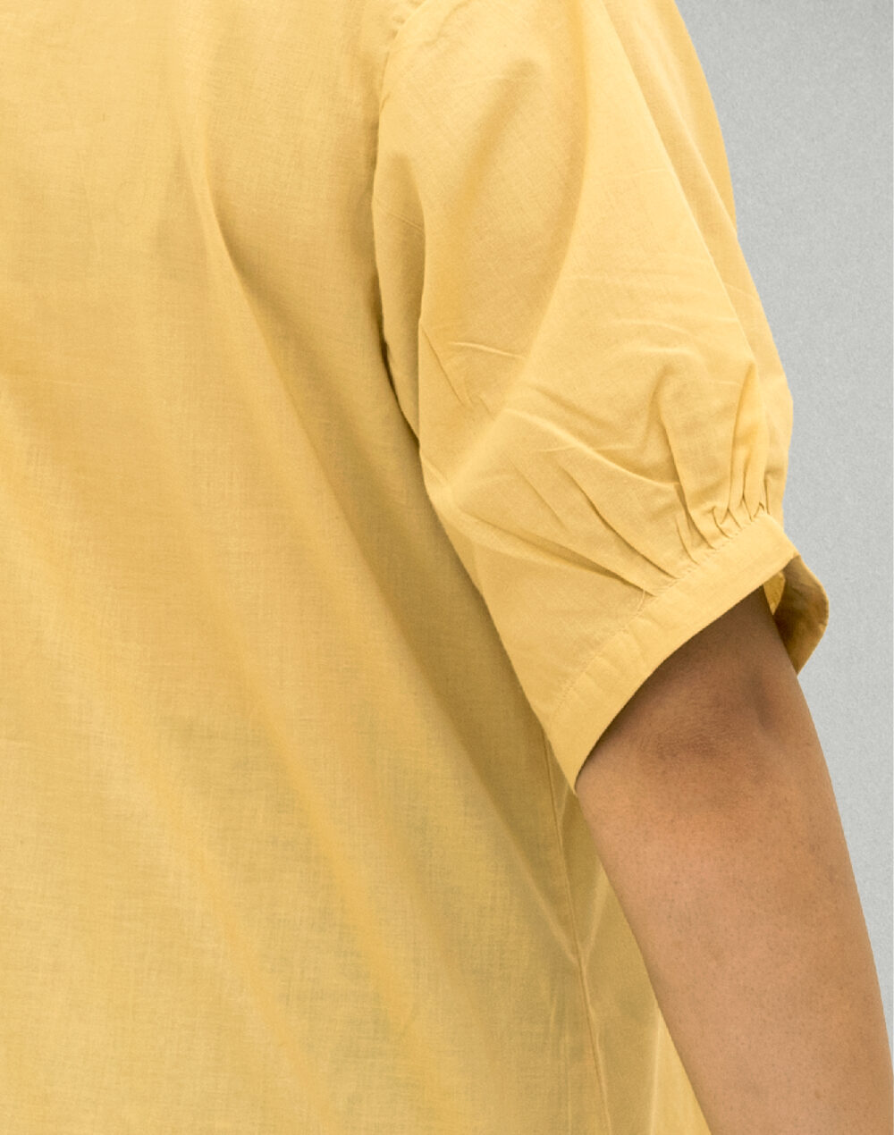 Herbal Dyed Organic Yellow collared pleated  Half sleeves top - Image 5