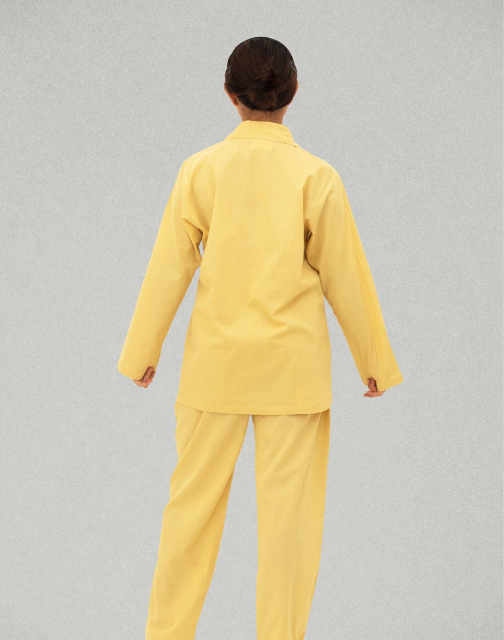 Herbal Dyed Organic Yellow collared full sleeves shirt and pyjamas - Image 4