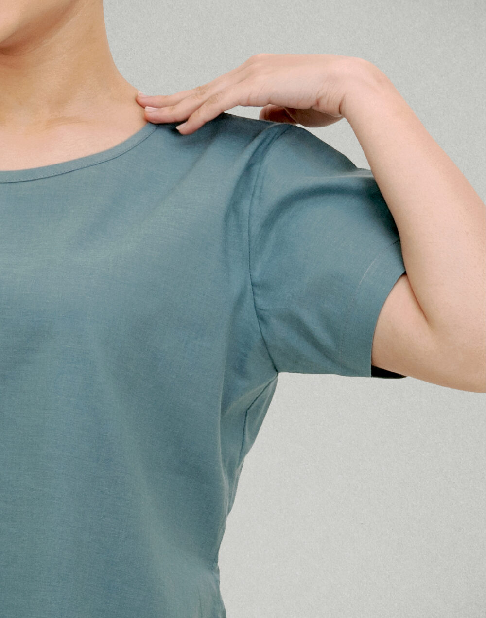 Herbal Dyed Organic Teal round neck Half sleeves top - Image 5