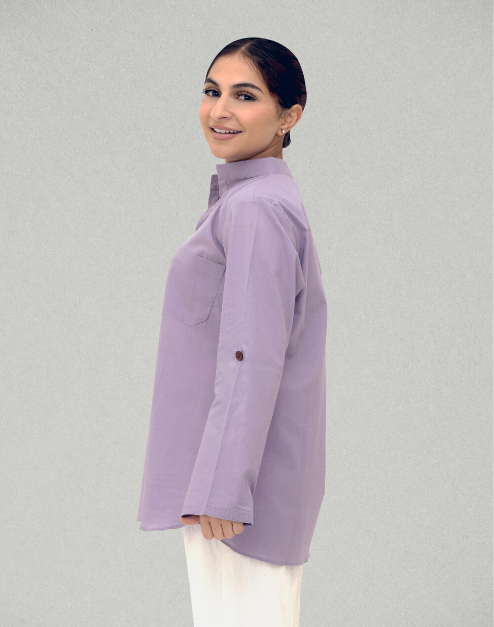 Herbal Dyed Organic Lavender lilac collared top - Image 4