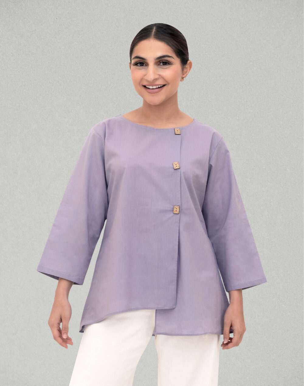 Herbal Dyed Organic Lavender lilac round neck Full Sleeves top