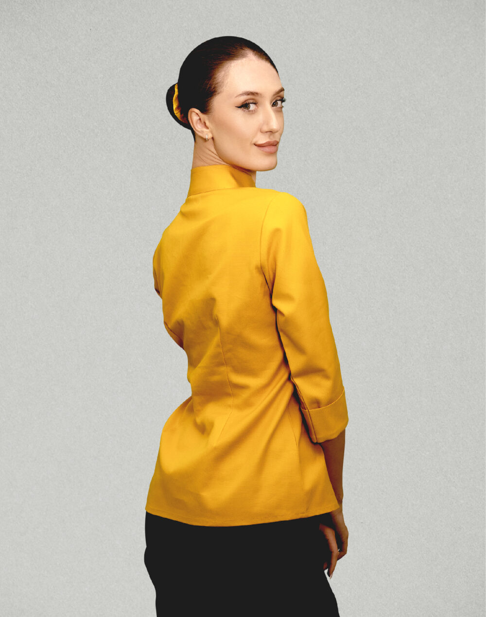 Organic Matty Yellow collared jacket/top  with 3/4th  sleeves - Image 2