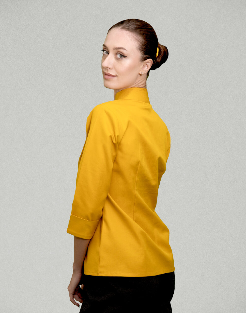 Organic Matty Yellow collared jacket/top  with 3/4th  sleeves - Image 3