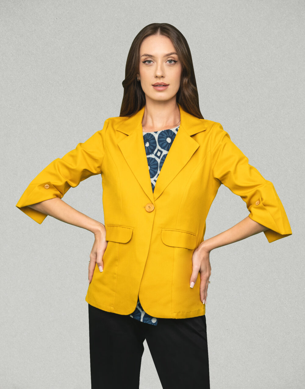 Organic Matty Yellow jacket with 3/4th  sleeves