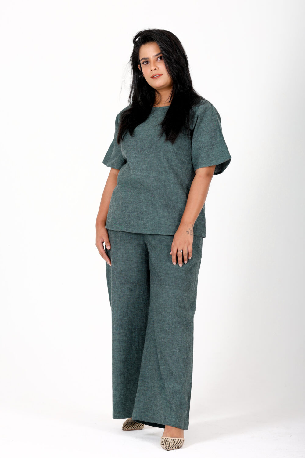 Green handloom co-ord set - Image 5