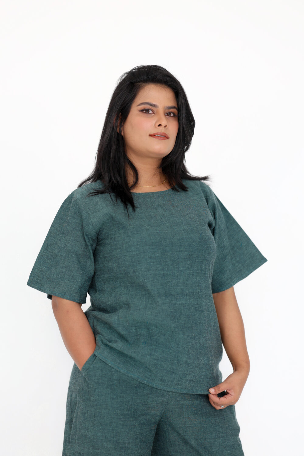 Green handloom co-ord set