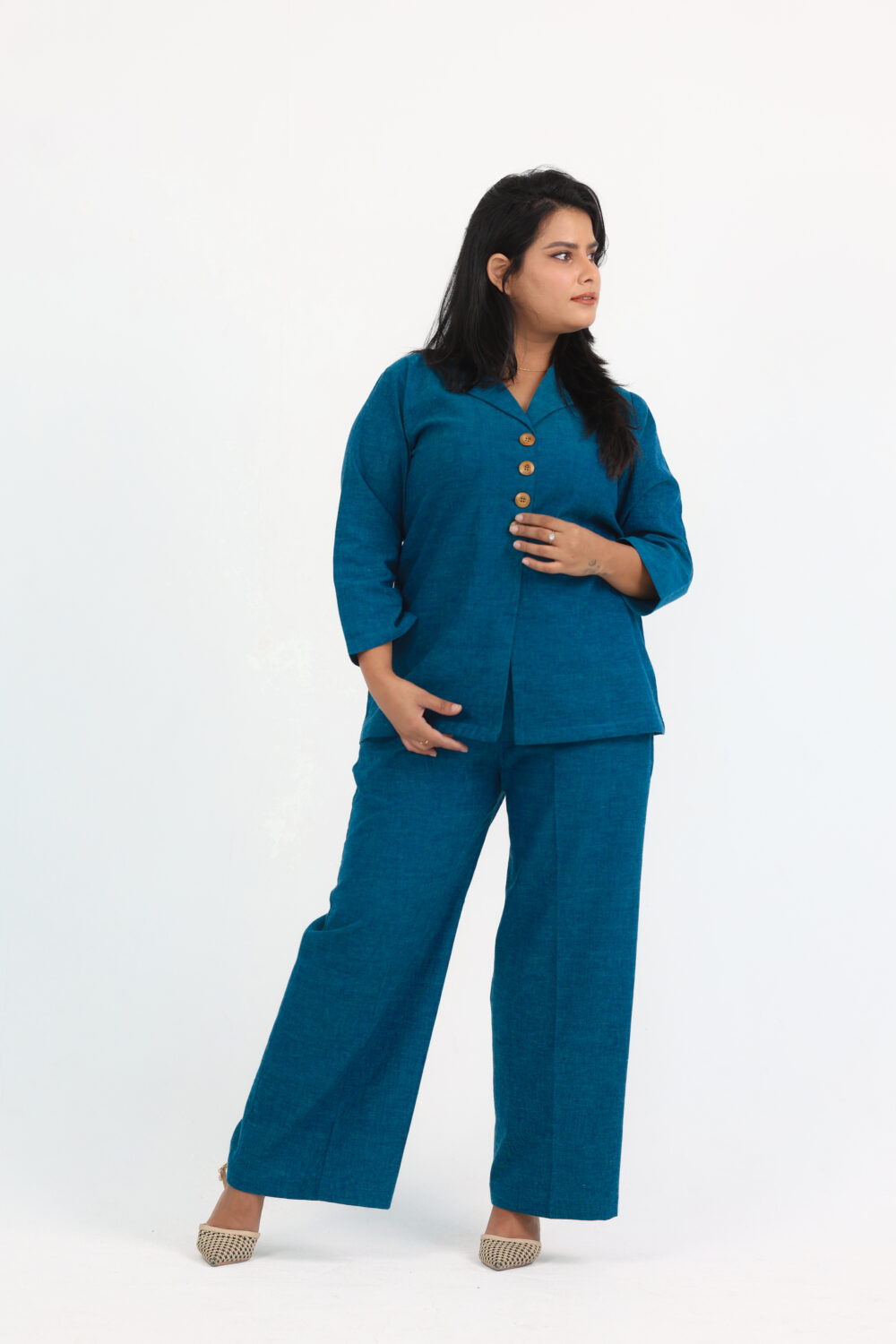 Blue collared handloom co-ord set - Image 2