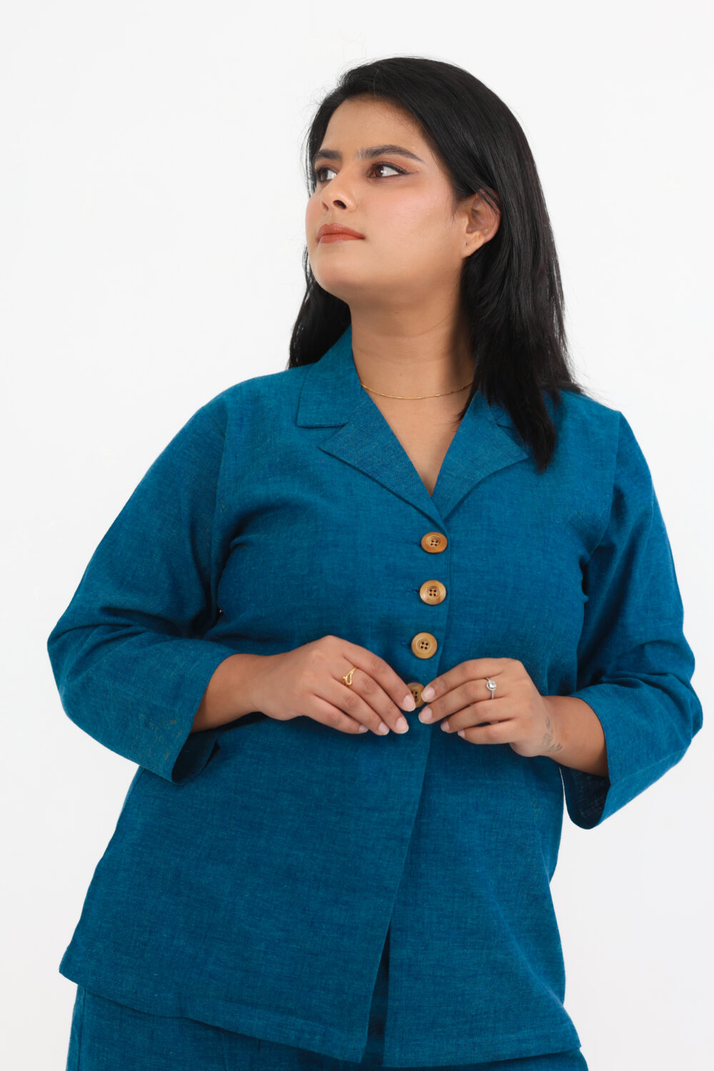 Blue collared handloom co-ord set - Image 4