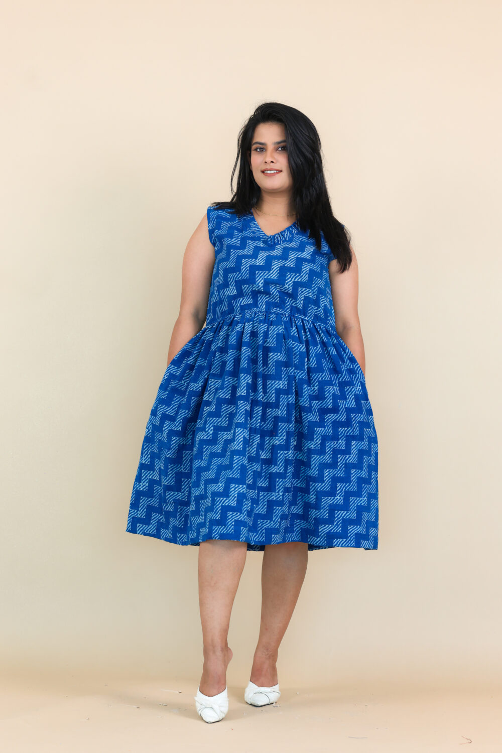 Indigo handloom block printed dress - Image 5