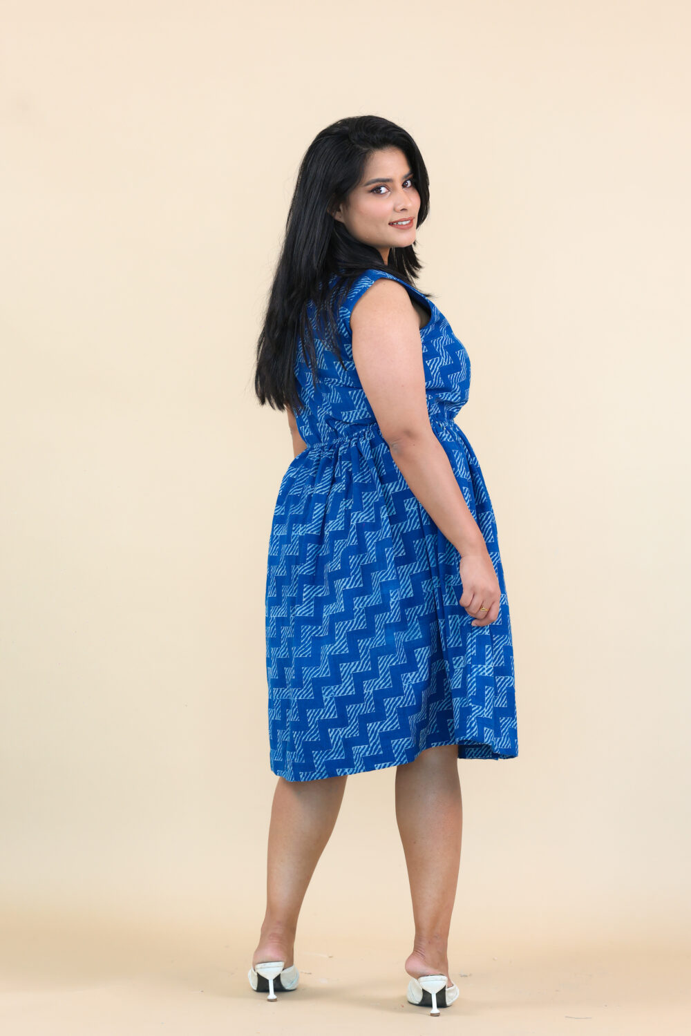 Indigo handloom block printed dress - Image 4