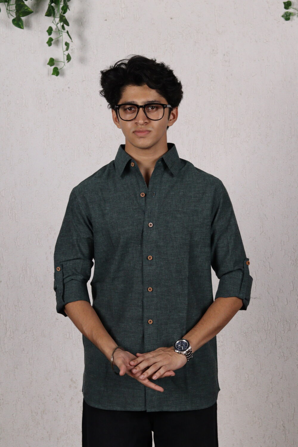 Forest green handloom shirt​ - Image 3