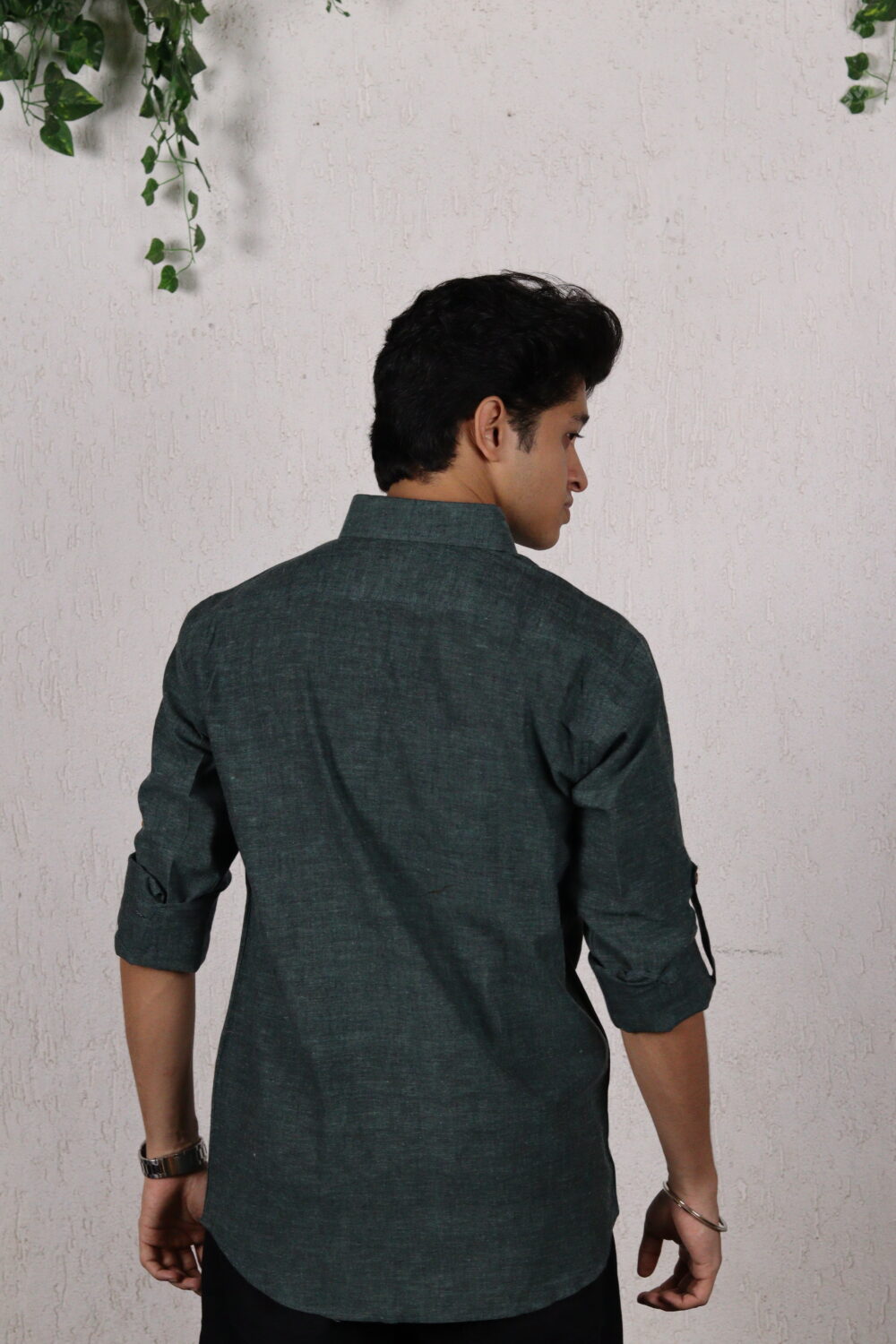 Forest green handloom shirt​ - Image 4