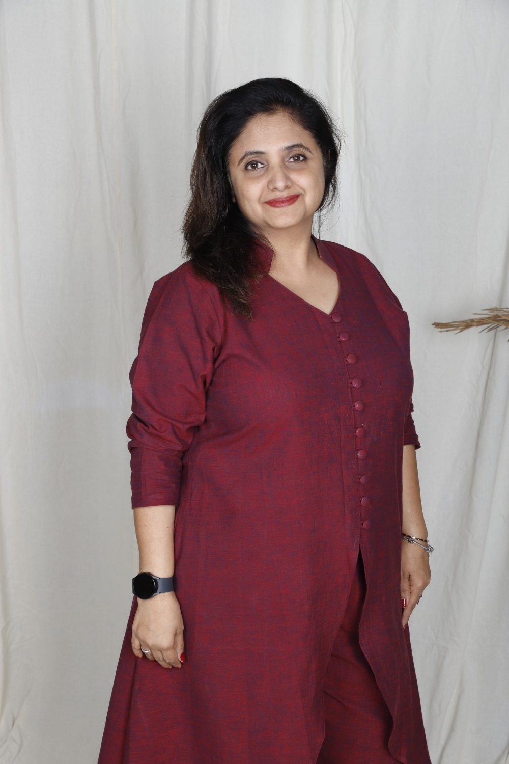 Handloom red kurti set