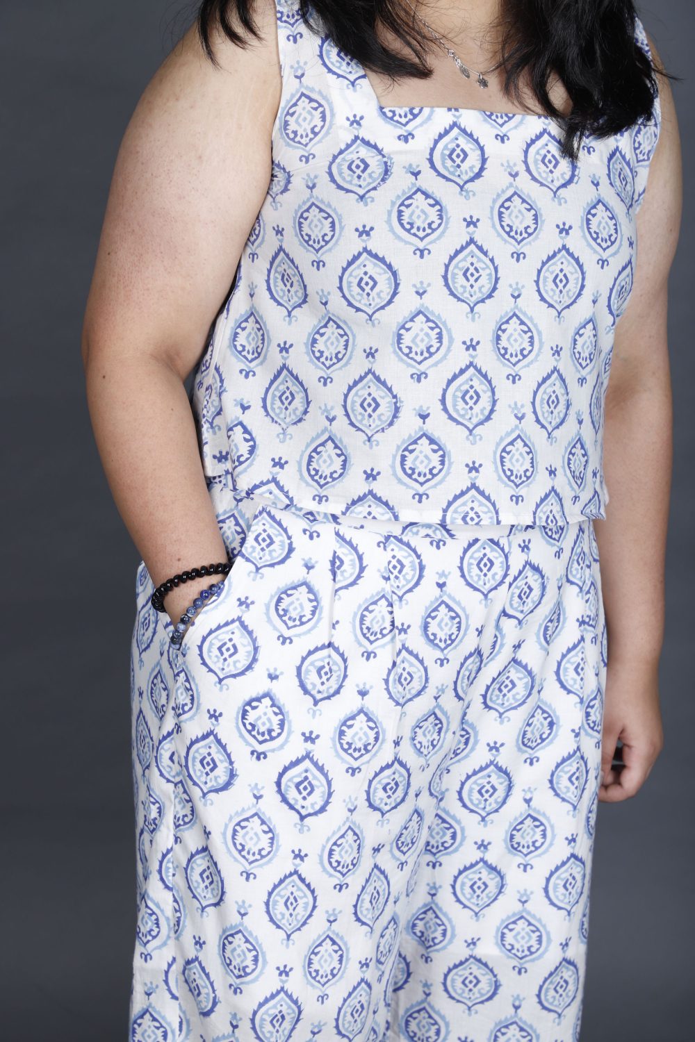 Block printed blue and white co-ord set - Image 2