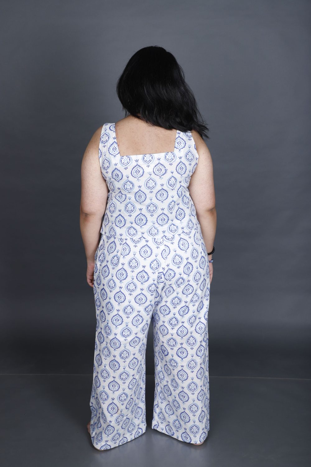 Block printed blue and white co-ord set - Image 3